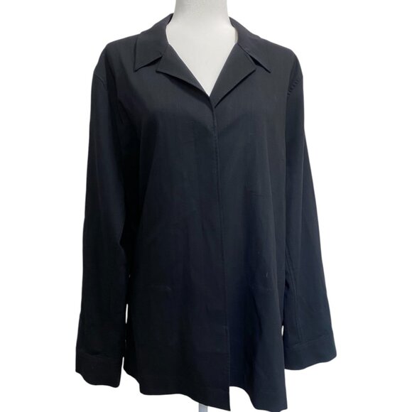 Jaeger Black 100% Wool Blouse - Chic Classic Minimalist Sz 16 - Picture 1 of 7